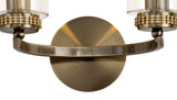 DAB9237 Dabih Wall Lamp 2 Light in a Antique Brass/Clear Finish and Clear Crystal