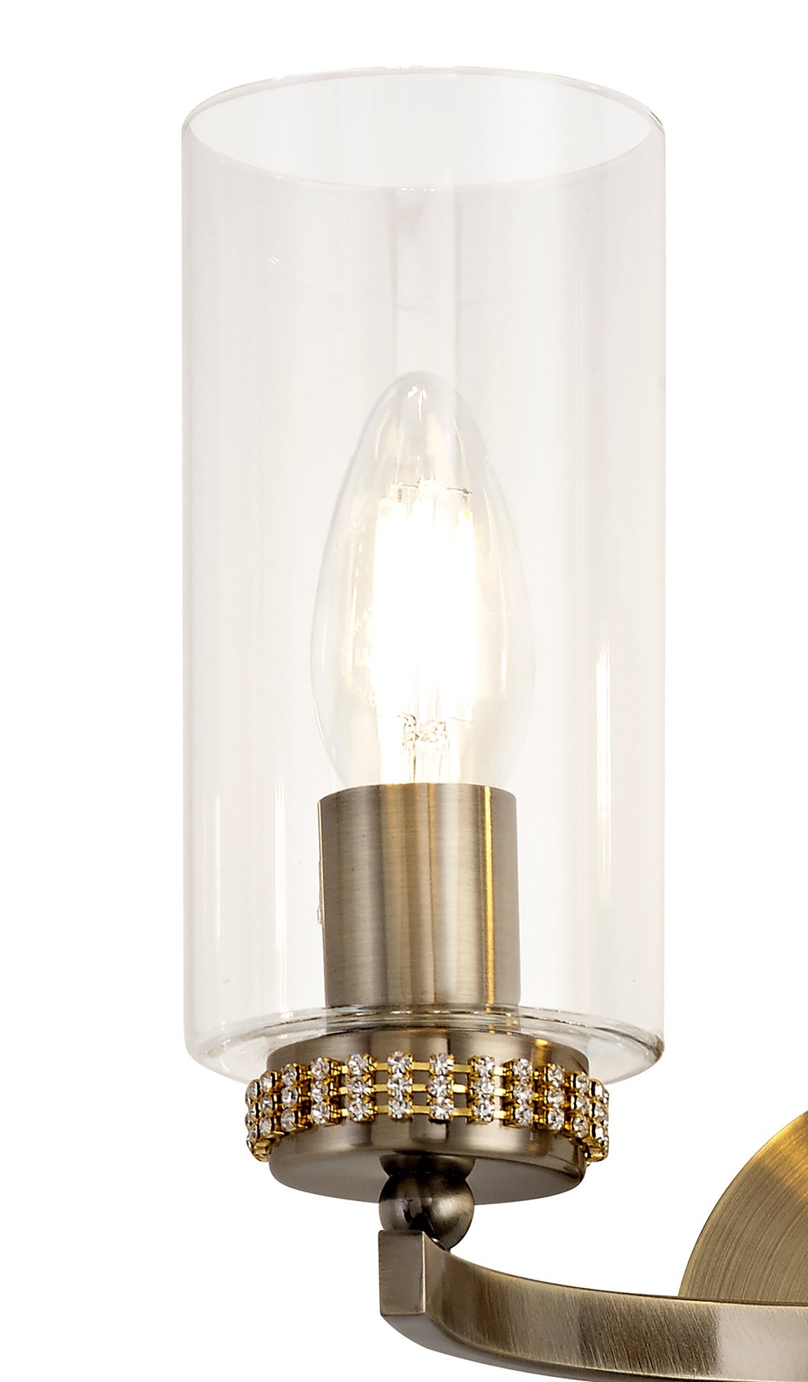 DAB9237 Dabih Wall Lamp 2 Light in a Antique Brass/Clear Finish and Clear Crystal