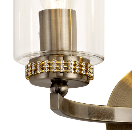 DAB9237 Dabih Wall Lamp 2 Light in a Antique Brass/Clear Finish and Clear Crystal