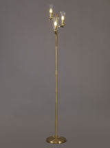 DAB9537 Dabih 170cm Floor Lamp 3 Light in a Antique Brass/Clear Finish