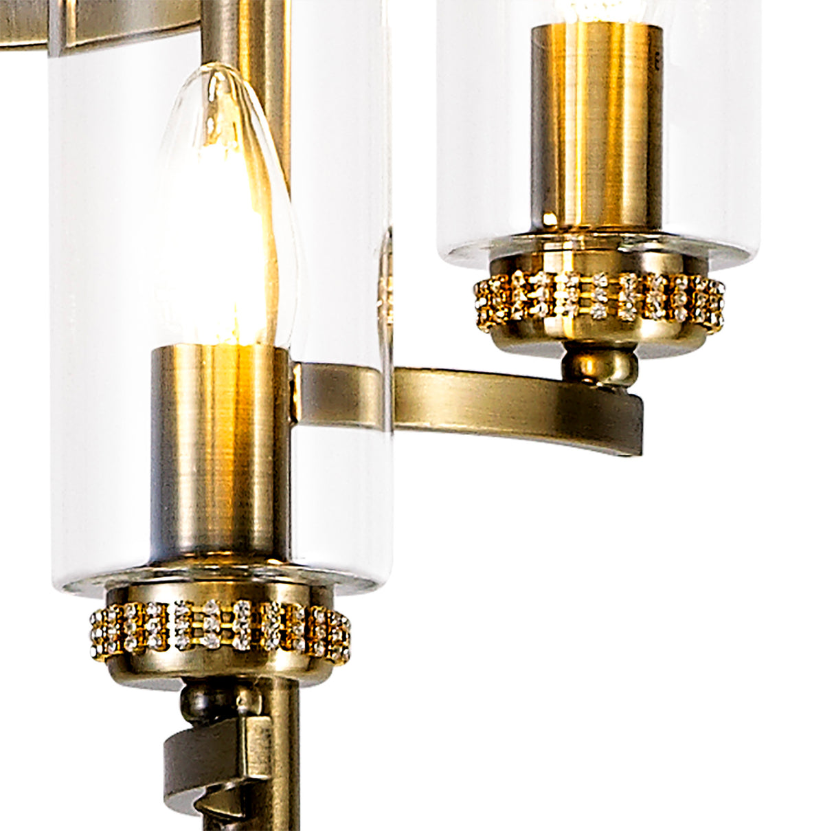 DAB9537 Dabih 170cm Floor Lamp 3 Light in a Antique Brass/Clear Finish