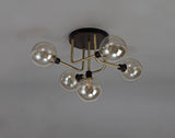 DEN0377 Denab Ceiling 5 Light in a Matt Black/Antique Brass/Cognac Finish