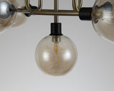 DEN0377 Denab Ceiling 5 Light in a Matt Black/Antique Brass/Cognac Finish