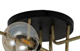 DEN1377 Denab Ceiling 9 Light in a Matt Black/Antique Brass/Cognac Finish