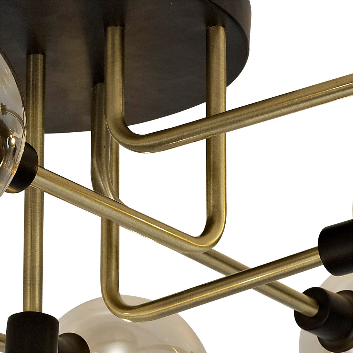 DEN1377 Denab Ceiling 9 Light in a Matt Black/Antique Brass/Cognac Finish