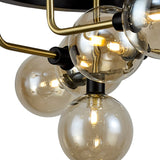 DEN2377 Denab Fixed Pendant 12 Light in a Matt Black/Antique Brass/Cognac Finish