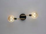 DEN3377 Denab Wall Lamp 2 Light in a Matt Black/Antique Brass/Cognac Finish