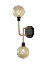 DEN3377 Denab Wall Lamp 2 Light in a Matt Black/Antique Brass/Cognac Finish