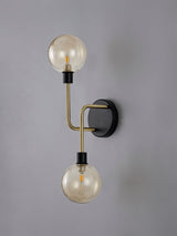 DEN3377 Denab Wall Lamp 2 Light in a Matt Black/Antique Brass/Cognac Finish