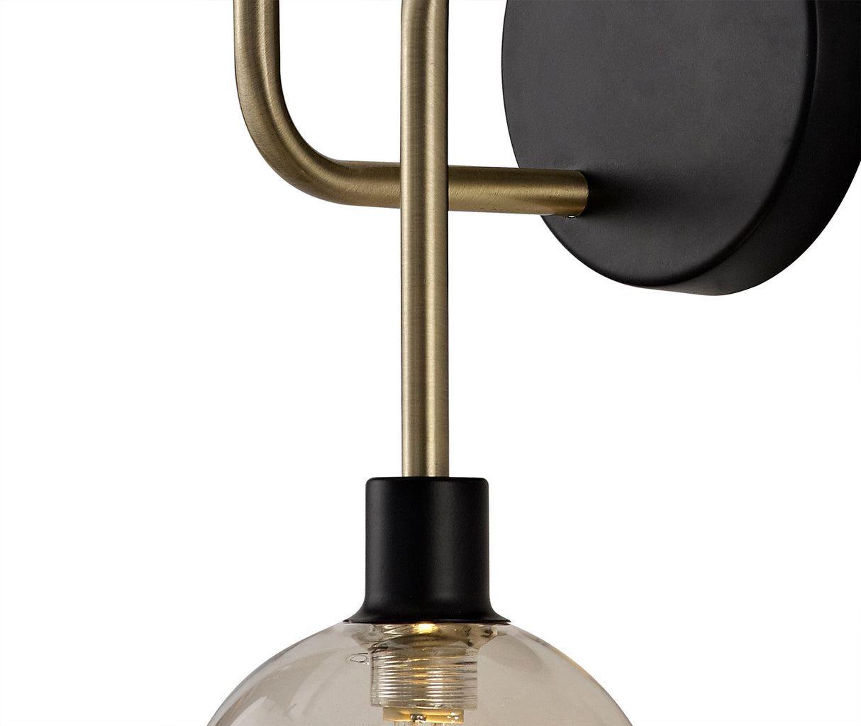 DEN3377 Denab Wall Lamp 2 Light in a Matt Black/Antique Brass/Cognac Finish