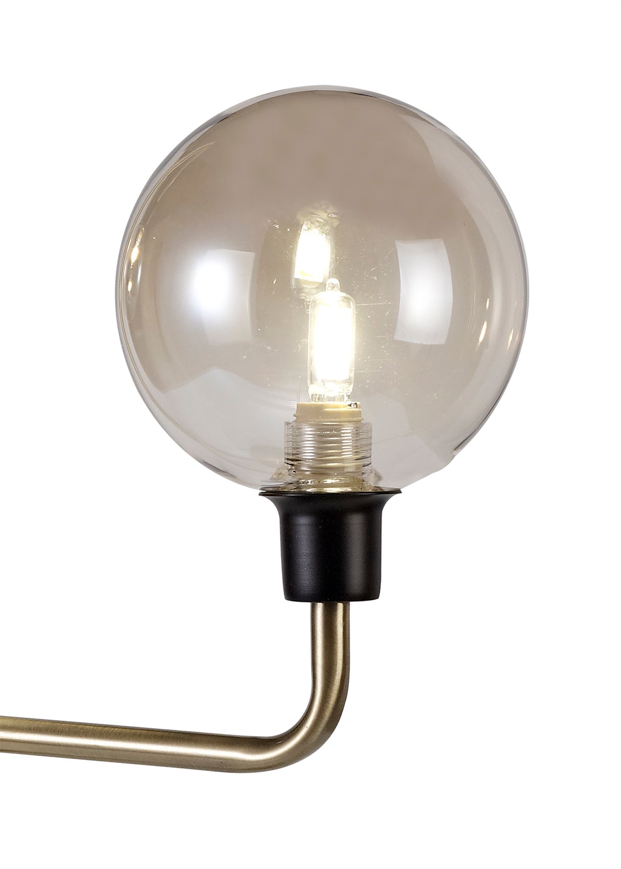 DEN4377 Denab 60.5cm Table Lamp 2 Light in a Matt Black/Antique Brass/Cognac Finish