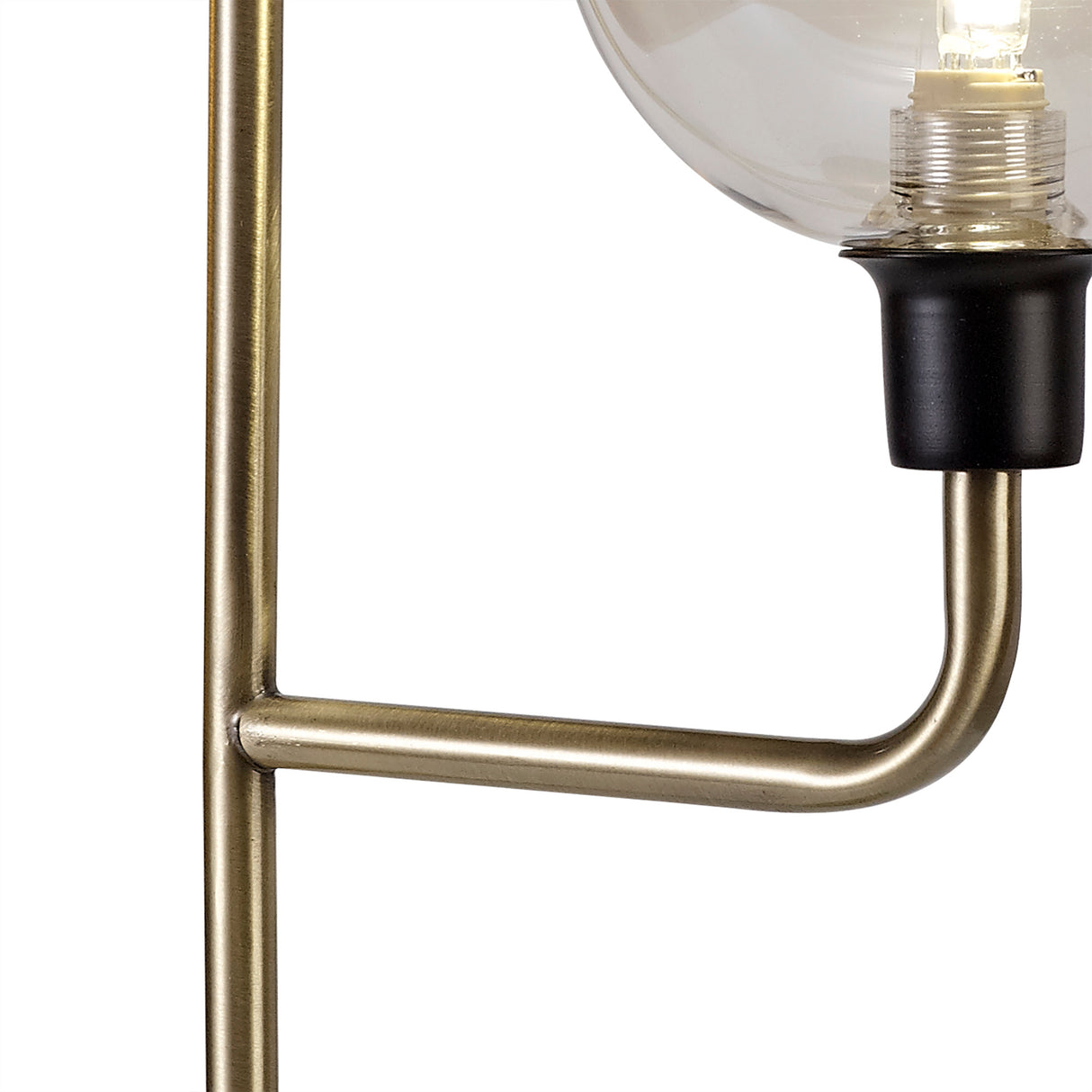 DEN4377 Denab 60.5cm Table Lamp 2 Light in a Matt Black/Antique Brass/Cognac Finish