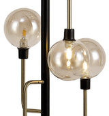 DEN5377 Denab 155cm Floor Lamp 8 Light in a Matt Black/Antique Brass/Cognac Finish