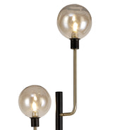 DEN5377 Denab 155cm Floor Lamp 8 Light in a Matt Black/Antique Brass/Cognac Finish