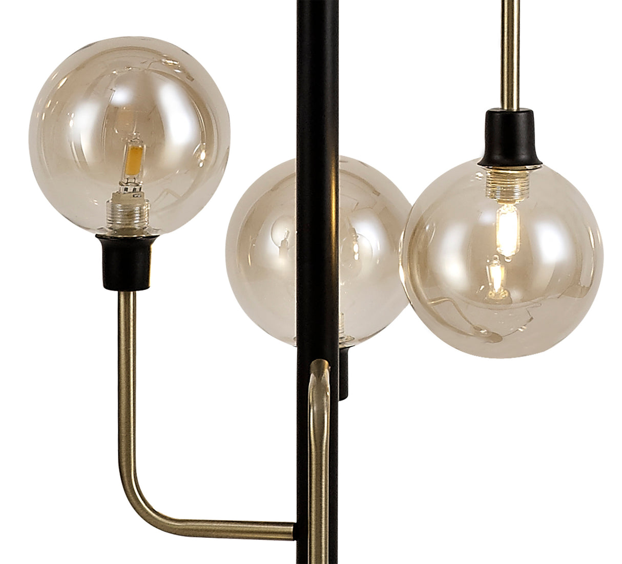 DEN5377 Denab 155cm Floor Lamp 8 Light in a Matt Black/Antique Brass/Cognac Finish