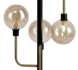 DEN5377 Denab 155cm Floor Lamp 8 Light in a Matt Black/Antique Brass/Cognac Finish