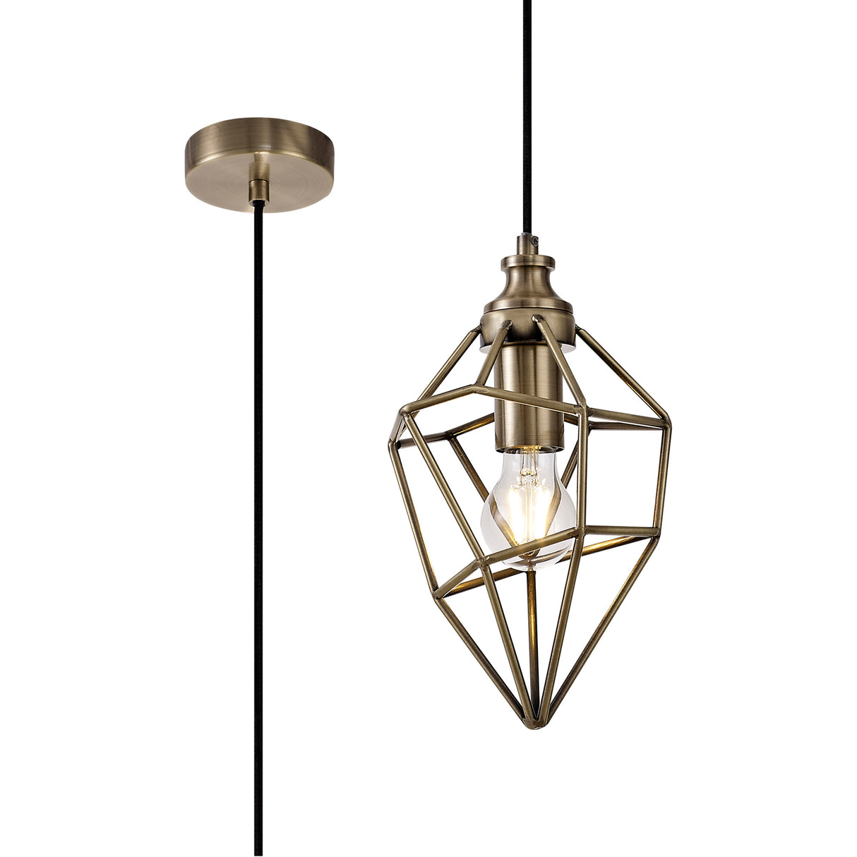 DSI0317 Dsiban Small Pendant 1 Light in a Antique Brass Finish