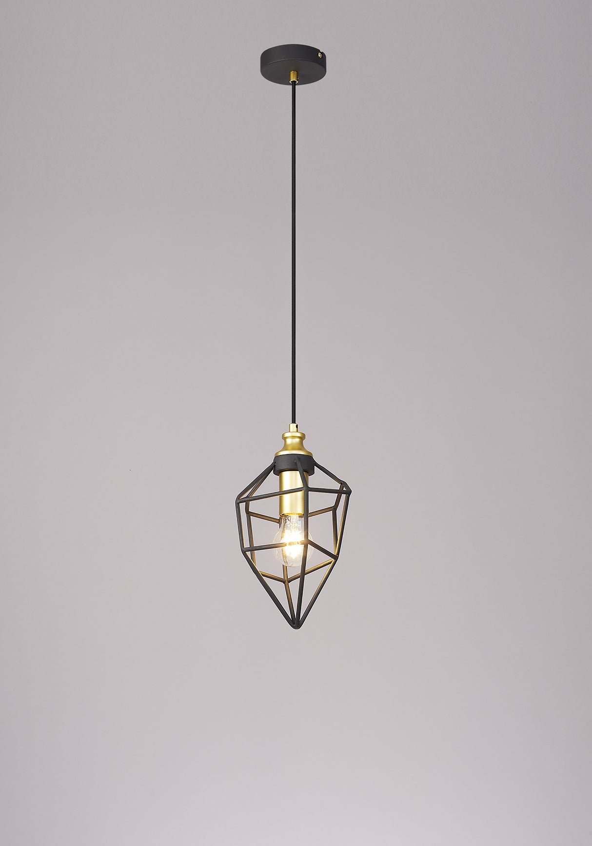 DSI7217 Dsiban Small Pendant 1 Light in a Painted Gold/Sand Black Finish