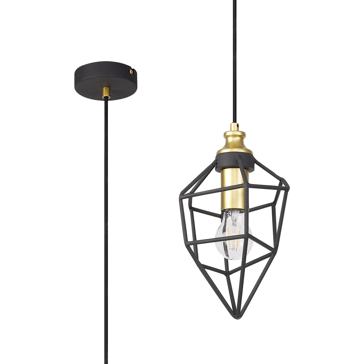 DSI7217 Dsiban Small Pendant 1 Light in a Painted Gold/Sand Black Finish