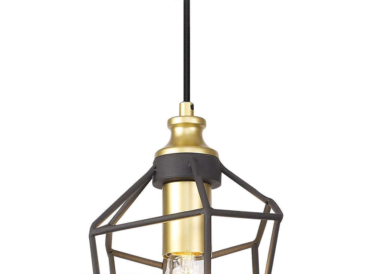 DSI7217 Dsiban Small Pendant 1 Light in a Painted Gold/Sand Black Finish