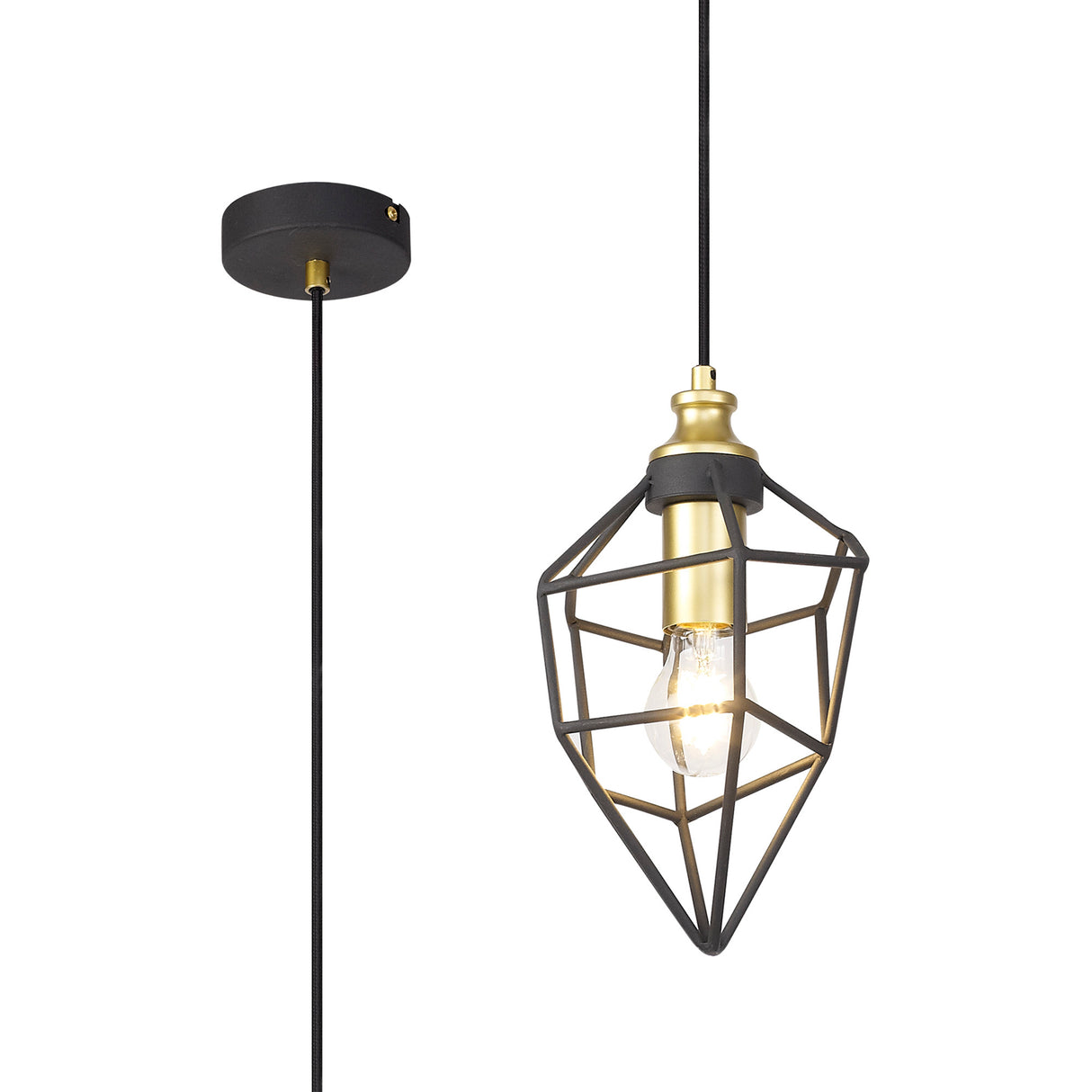 DSI7217 Dsiban Small Pendant 1 Light in a Painted Gold/Sand Black Finish