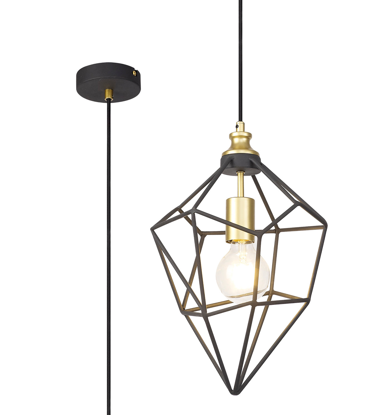 DSI8217 Dsiban Medium Pendant 1 Light in a Painted Gold/Sand Black Finish