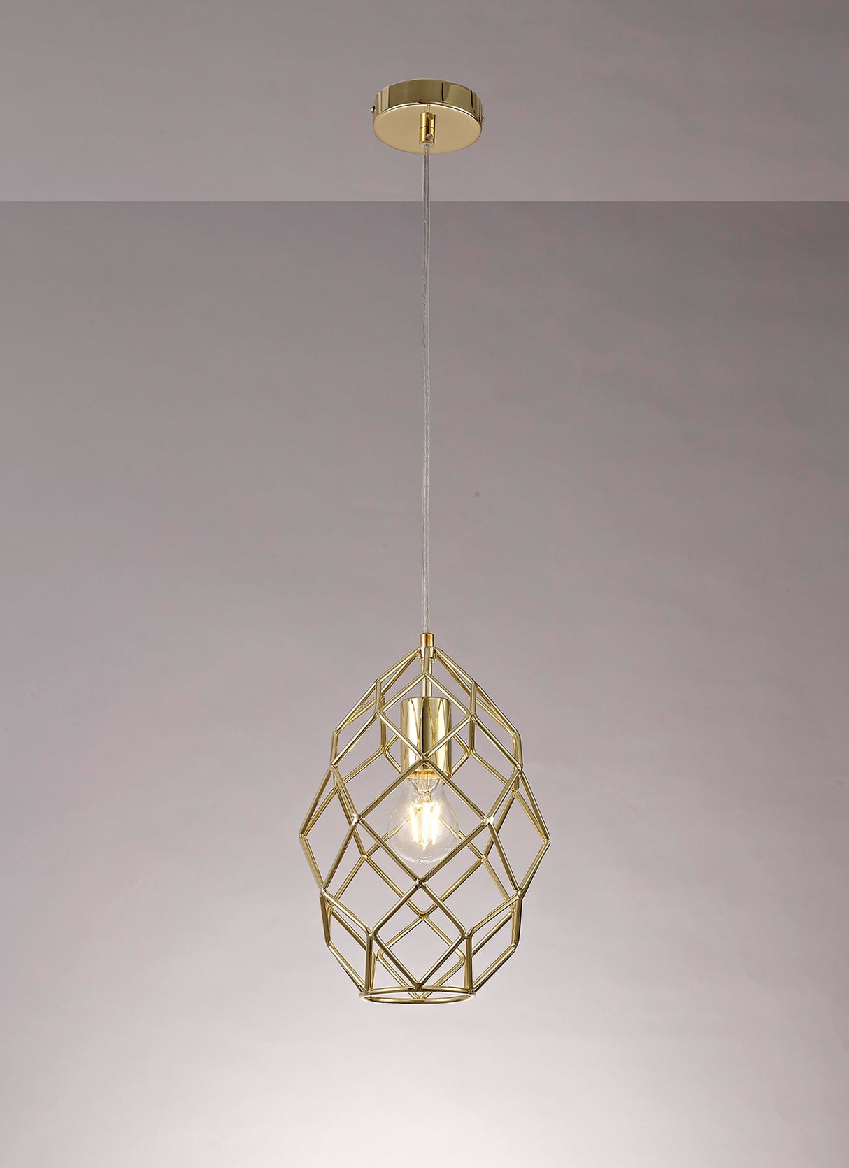 ELB2917 Elbas Curved Cylinder Pendant 1 Light in a Polished Brass Finish