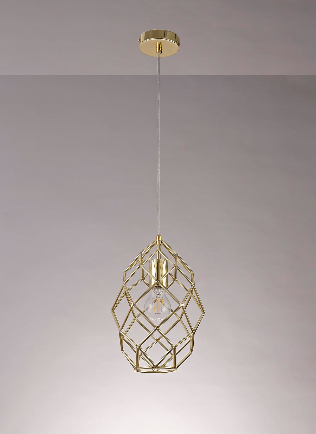 ELB2917 Elbas Curved Cylinder Pendant 1 Light in a Polished Brass Finish