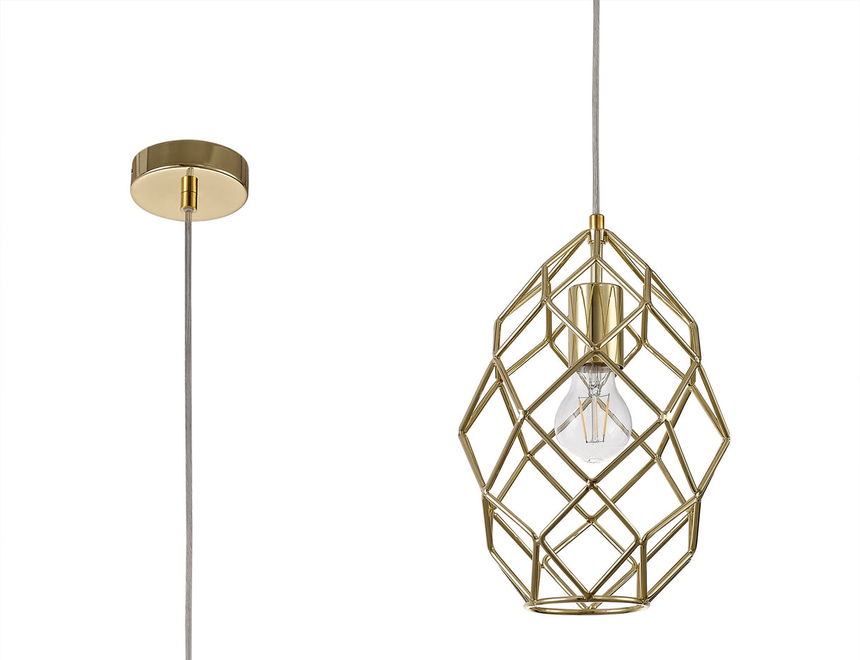 ELB2917 Elbas Curved Cylinder Pendant 1 Light in a Polished Brass Finish