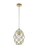 ELB2917 Elbas Curved Cylinder Pendant 1 Light in a Polished Brass Finish