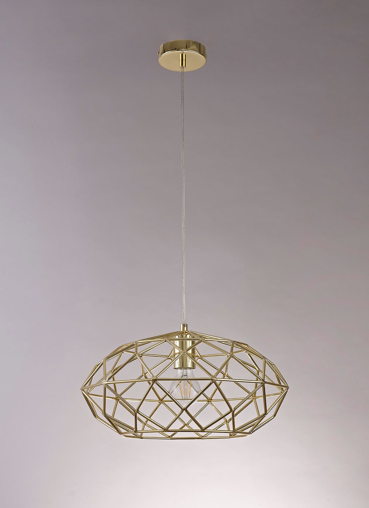 ELB4917 Elbas Elliptical Sphere Pendant 1 Light in a Polished Brass Finish