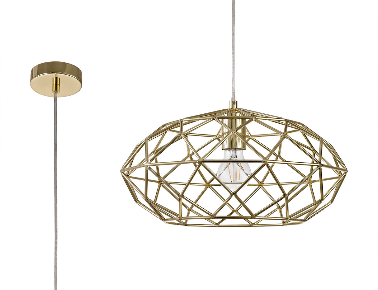 ELB4917 Elbas Elliptical Sphere Pendant 1 Light in a Polished Brass Finish