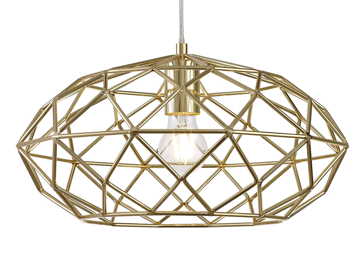 ELB4917 Elbas Elliptical Sphere Pendant 1 Light in a Polished Brass Finish