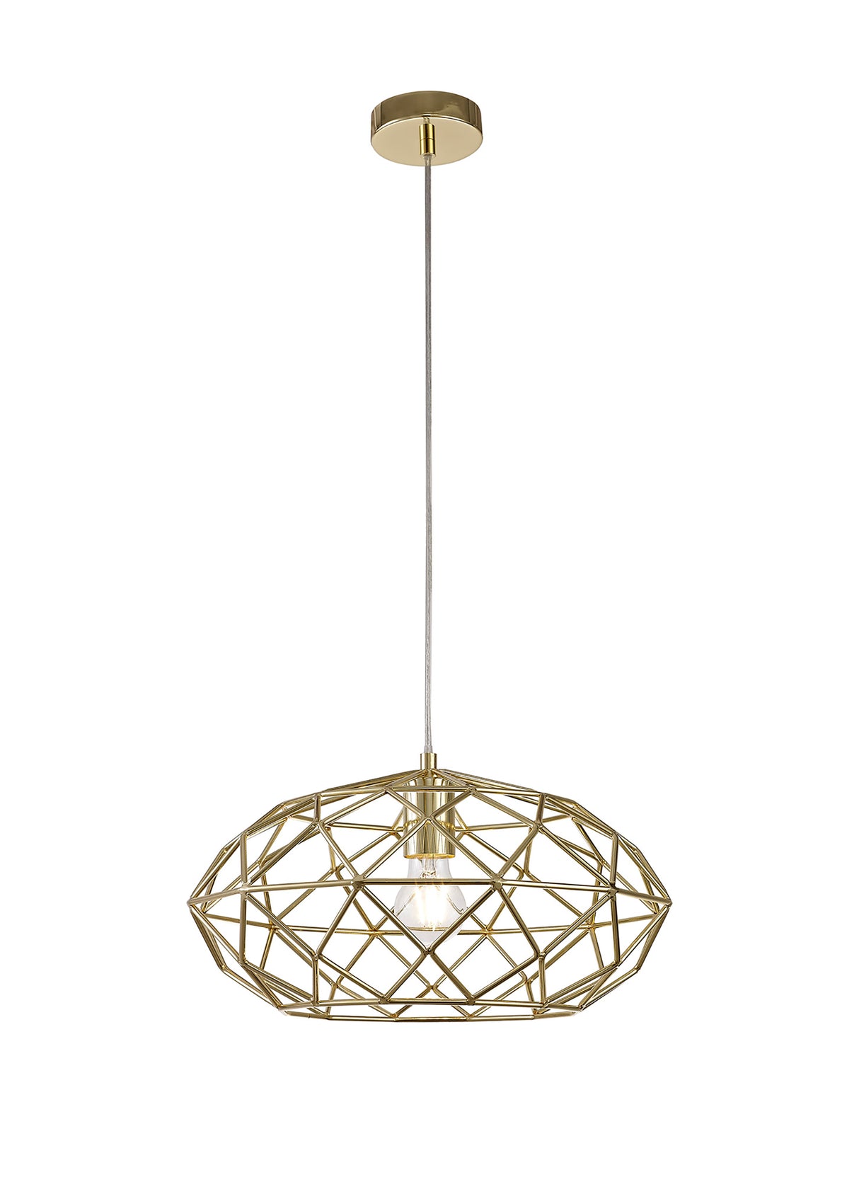 ELB4917 Elbas Elliptical Sphere Pendant 1 Light in a Polished Brass Finish