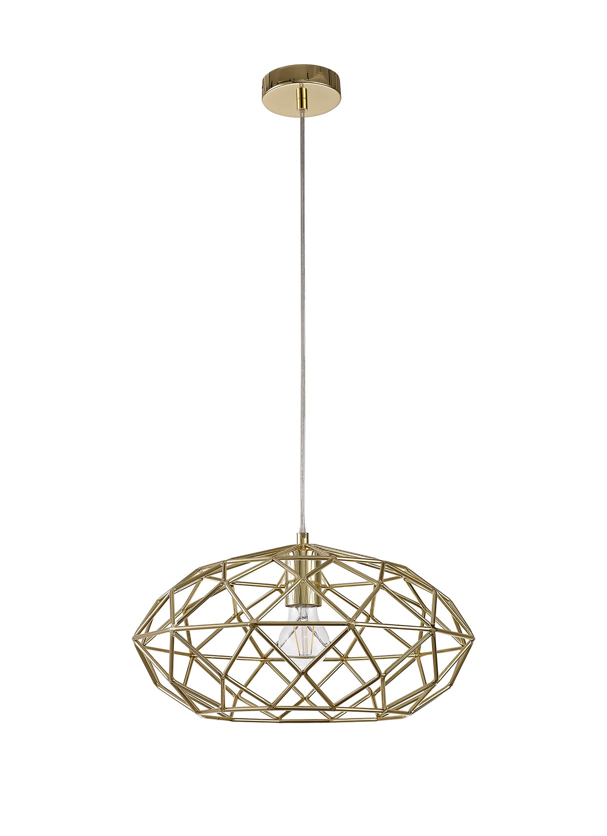 ELB4917 Elbas Elliptical Sphere Pendant 1 Light in a Polished Brass Finish