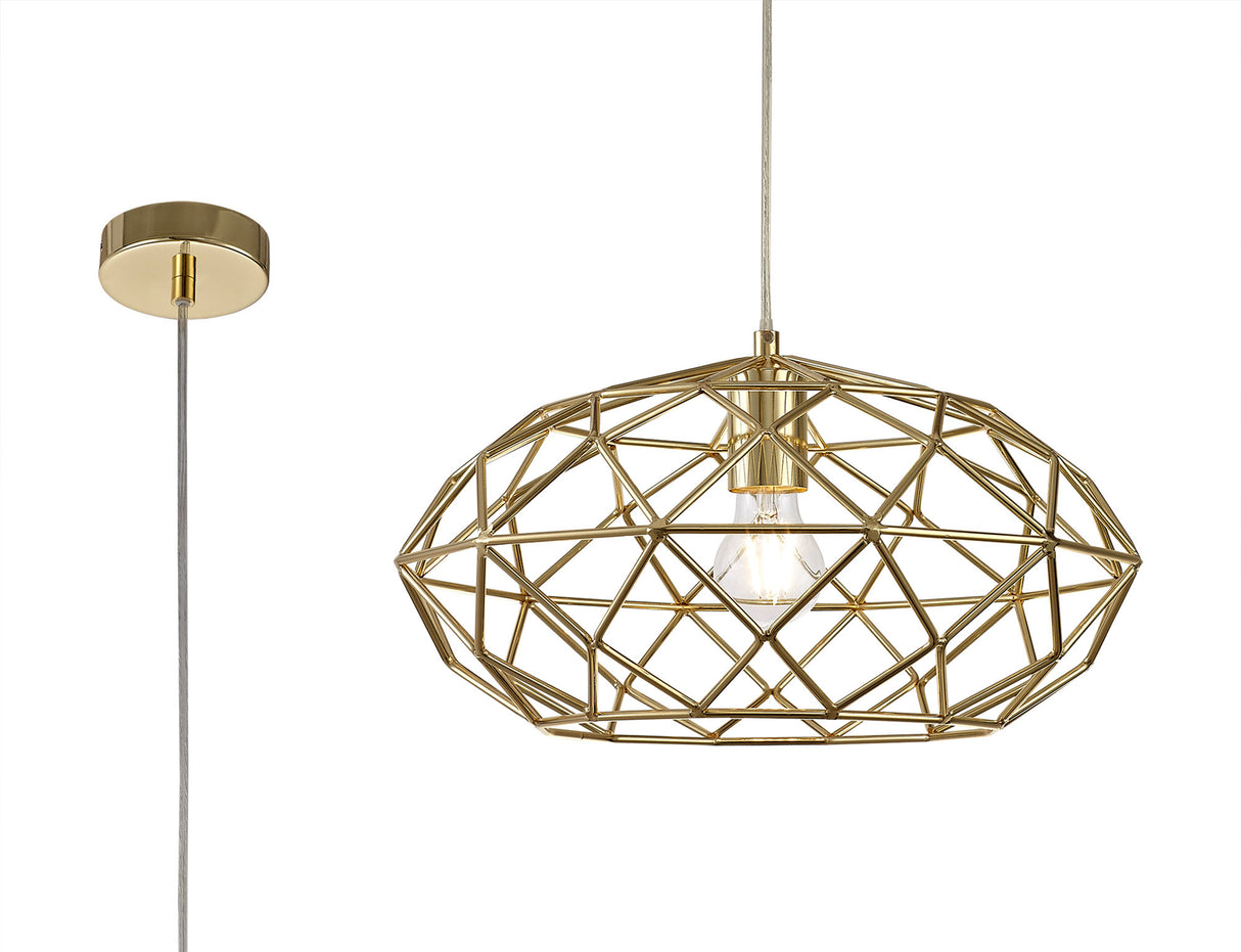 ELB4917 Elbas Elliptical Sphere Pendant 1 Light in a Polished Brass Finish