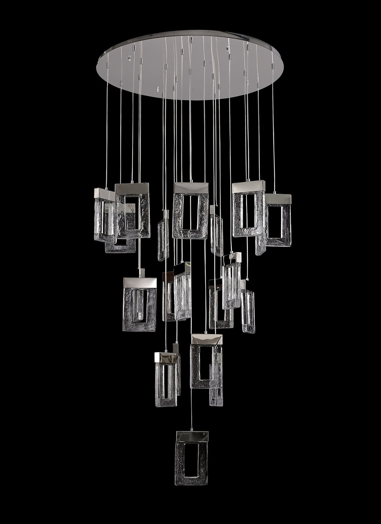 ELE2687 Electra Pendant 94.5W LED (25.8kg) in a Chrome/Clear Finish