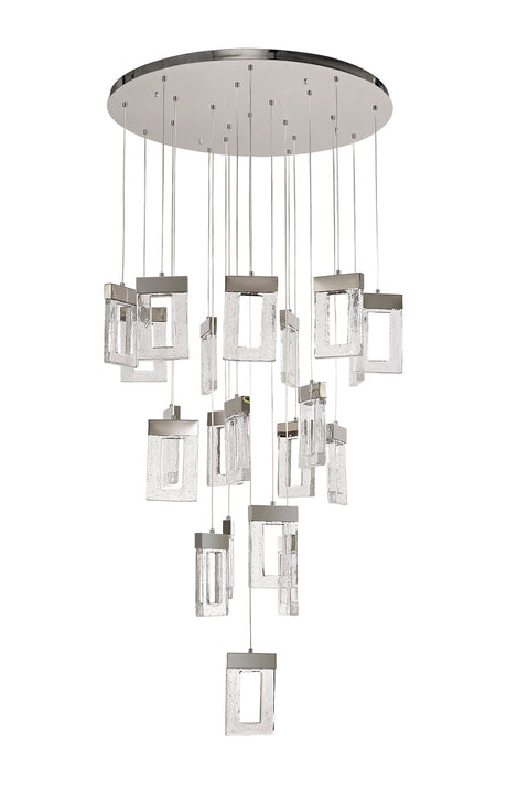 ELE2687 Electra Pendant 94.5W LED (25.8kg) in a Chrome/Clear Finish