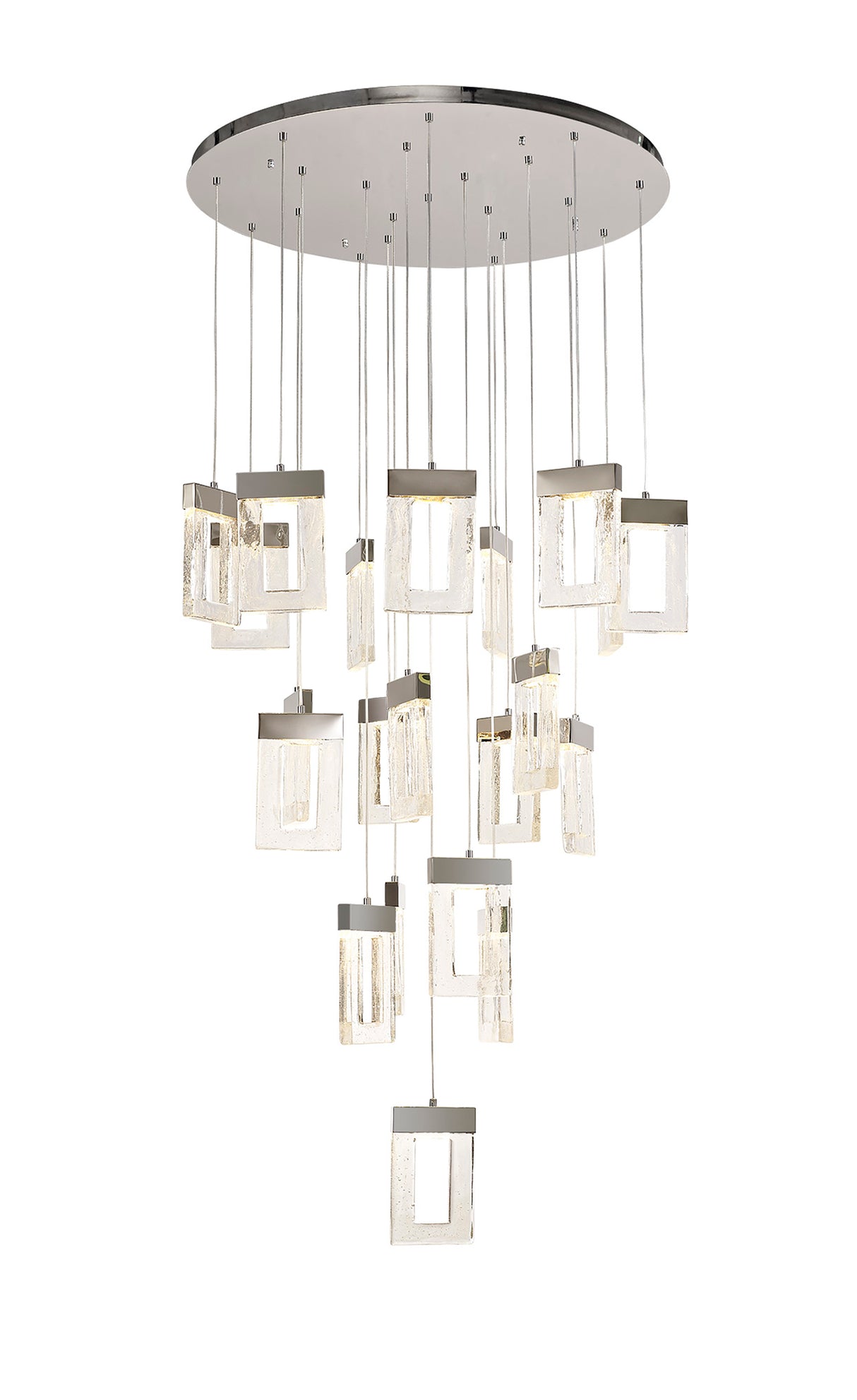 ELE2687 Electra Pendant 94.5W LED (25.8kg) in a Chrome/Clear Finish