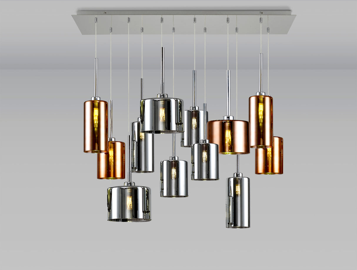 ELL5131 Ella 12 Light Ceiling Pendant Polished Chrome/Copper/Chrome