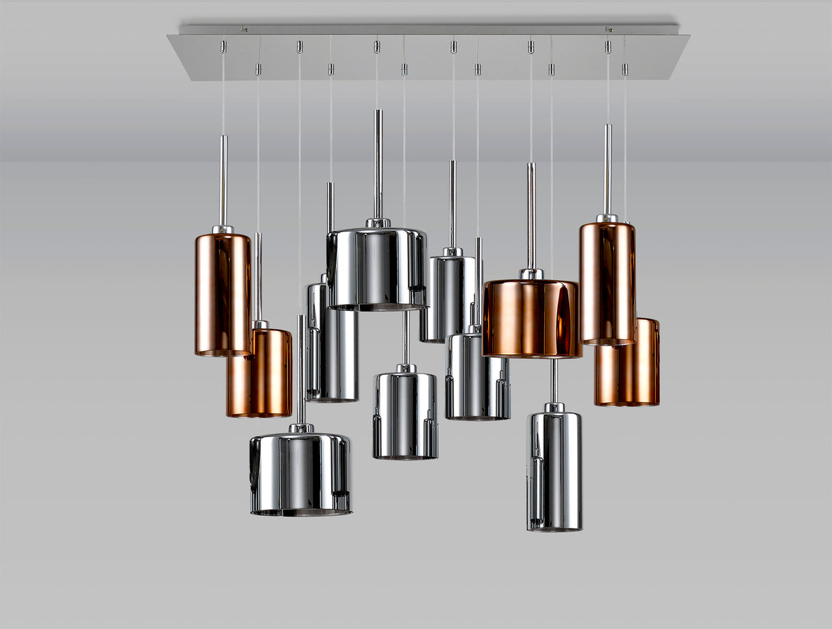 ELL5131 Ella 12 Light Ceiling Pendant Polished Chrome/Copper/Chrome