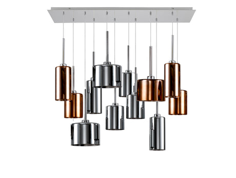 ELL5131 Ella 12 Light Ceiling Pendant Polished Chrome/Copper/Chrome