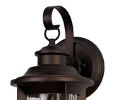 ELO6557 Elon Wall Lamp 1 Light IP54 Indoor/Outdoor Use in a Antique Bronze/Clear Finish