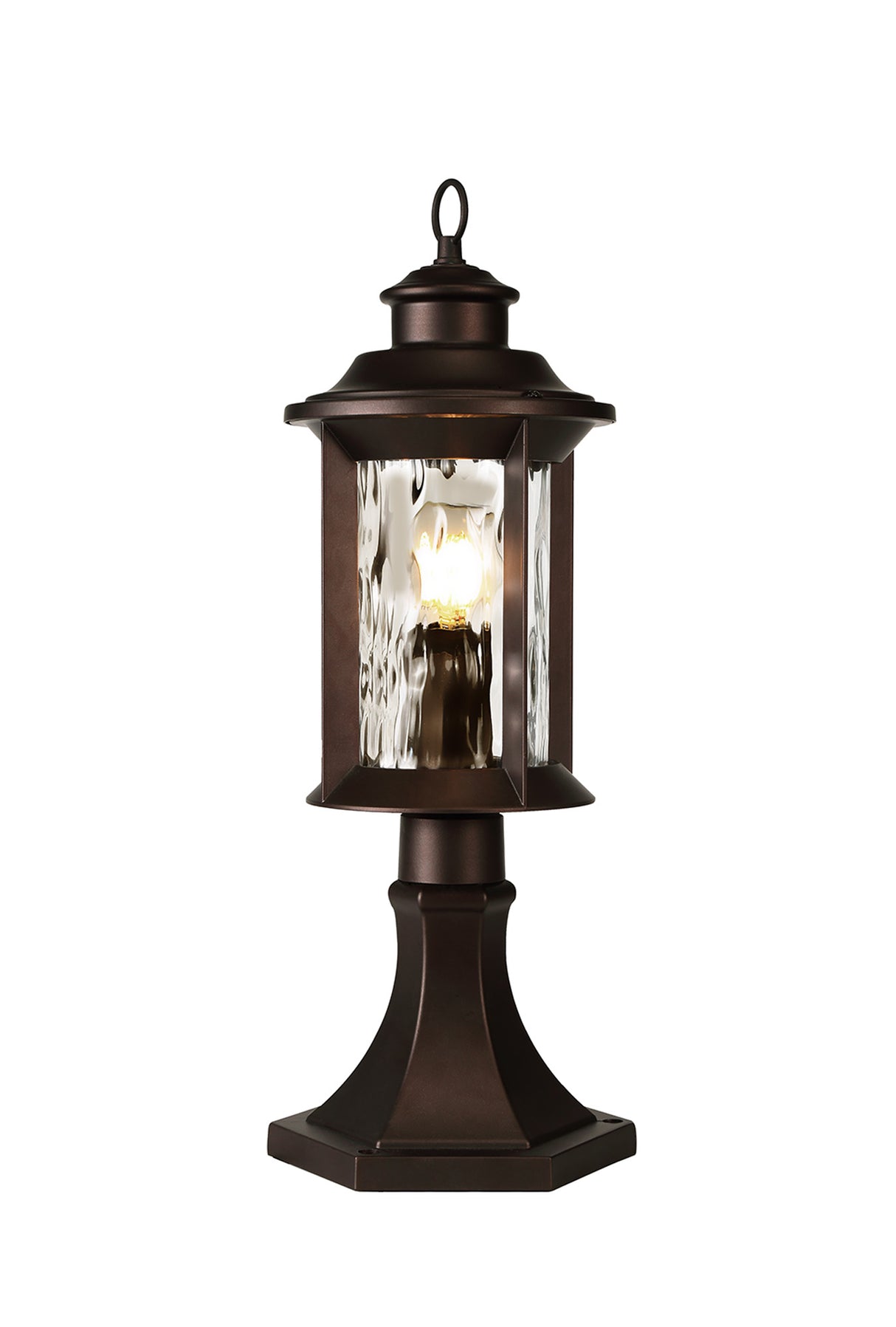 ELO7557 Elon Pedestal Lamp 1 Light IP54 Indoor/Outdoor Use in a Antique Bronze/Clear Finish