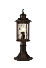 ELO7557 Elon Pedestal Lamp 1 Light IP54 Indoor/Outdoor Use in a Antique Bronze/Clear Finish