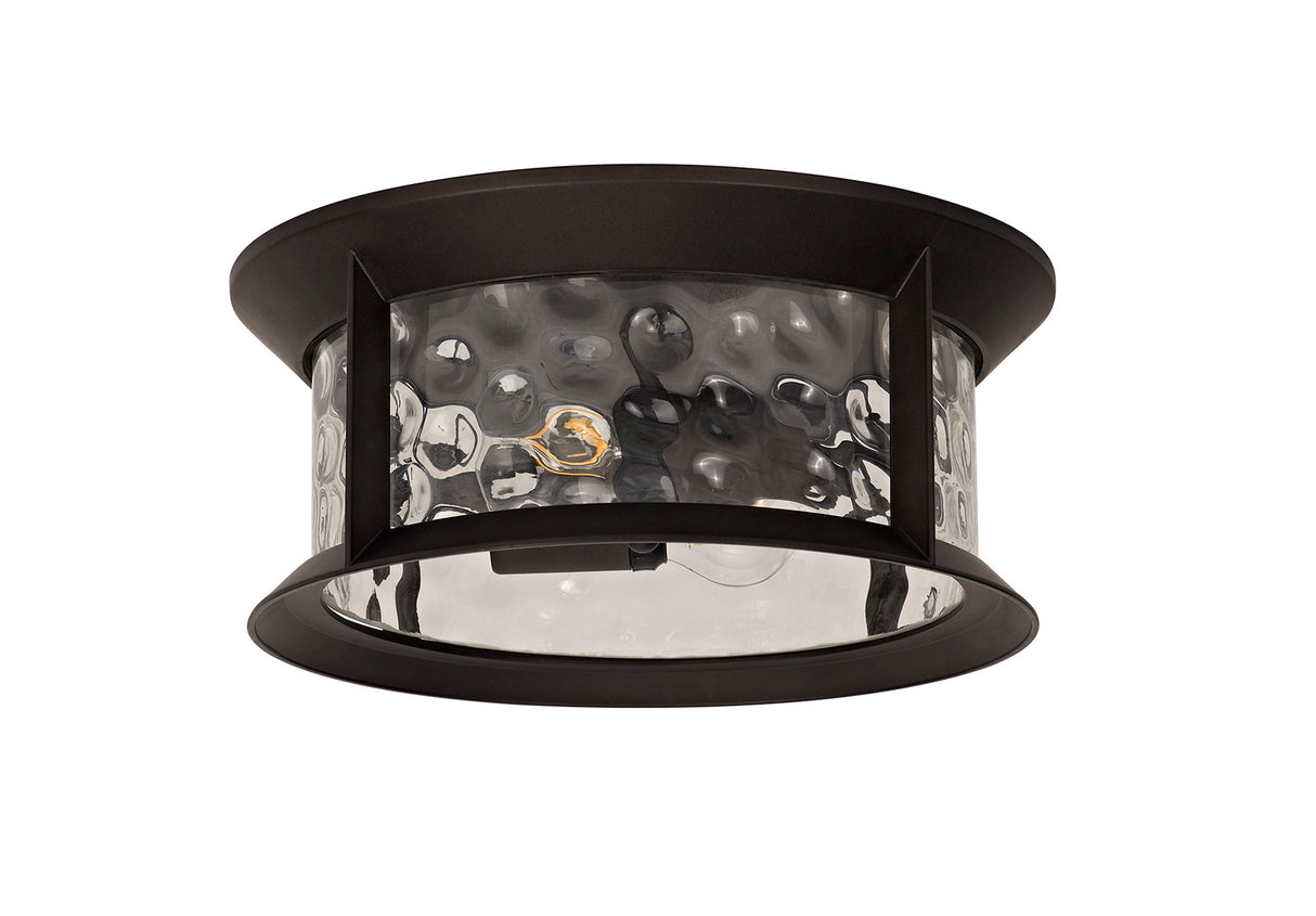 ELO9557 Elon Ceiling 2 Light IP54 Indoor/Outdoor Use in a Antique Bronze/Clear Finish