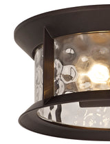 ELO9557 Elon Ceiling 2 Light IP54 Indoor/Outdoor Use in a Antique Bronze/Clear Finish