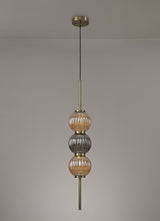 FRA5447 Franz Pendant 3 Light in a Antique Brass/Smoked/Amber Finish