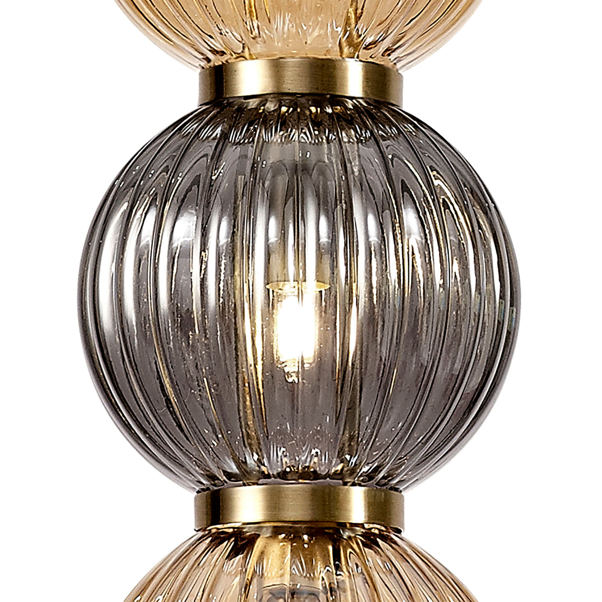 FRA5447 Franz Pendant 3 Light in a Antique Brass/Smoked/Amber Finish