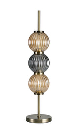 FRA6447 Franz 67cm Table Lamp 3 Light in a Antique Brass/Smoked/Amber Finish